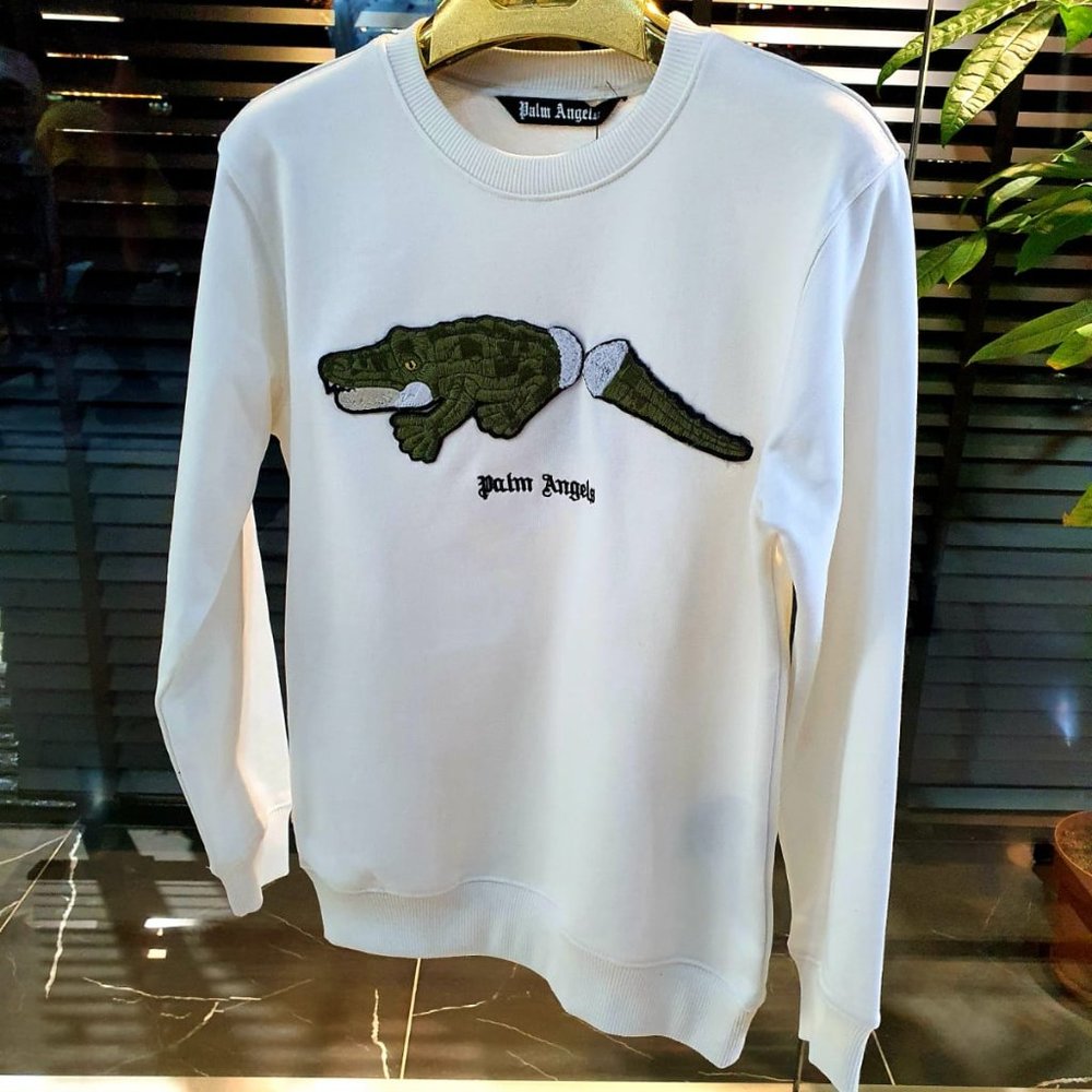 Palm Angels White Cotton Sweatshirt For Men